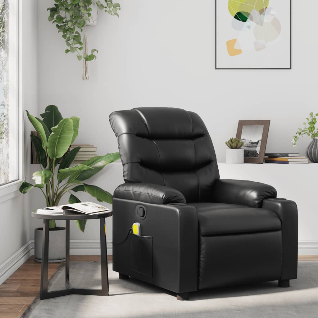 Massage Recliner Chair Cream Faux Leather