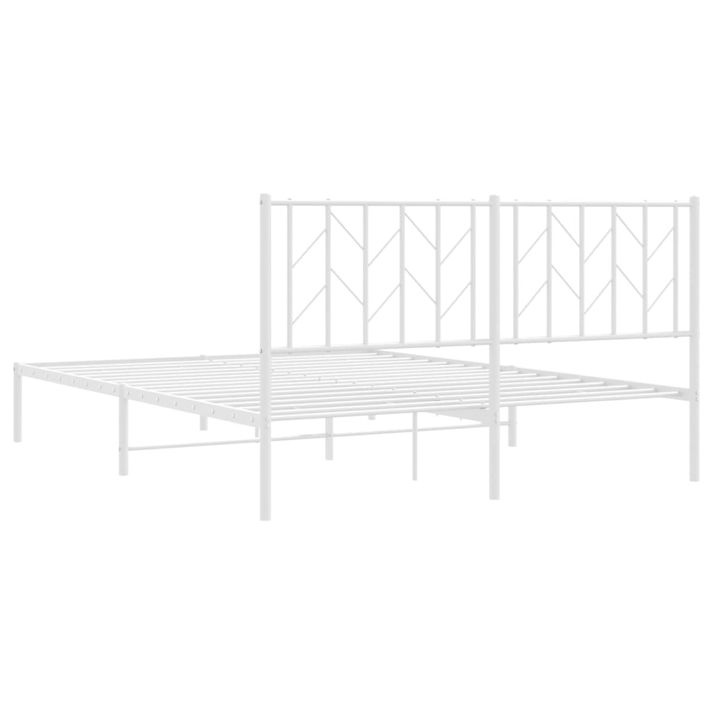 Metal Bed Frame without Mattress with Headboard White 59.1"x78.7"