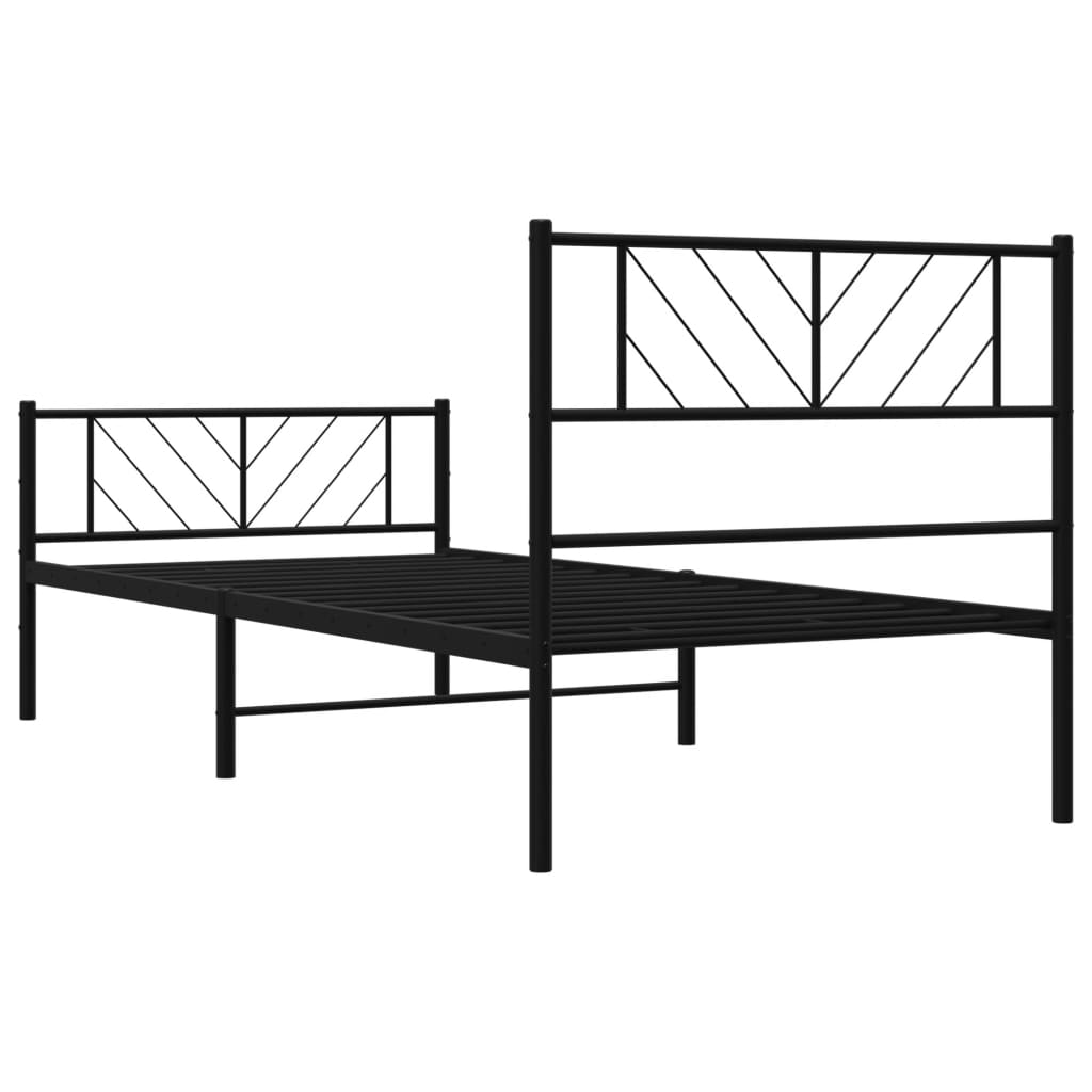 Metal Bed Frame without Mattress with Footboard Black 39.4"x74.8"