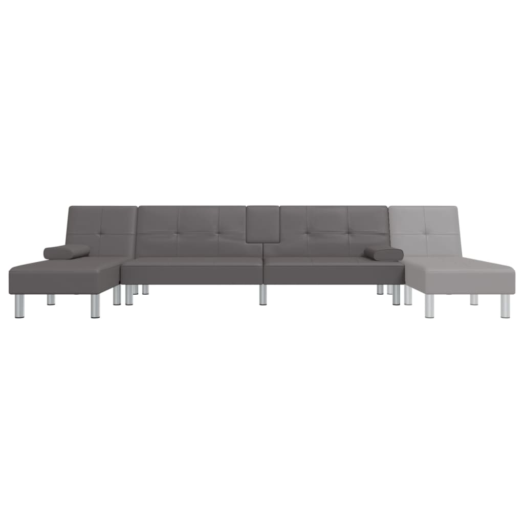 L-shaped Sofa Bed Gray 100.4"x55.1"x27.6" Faux Leather