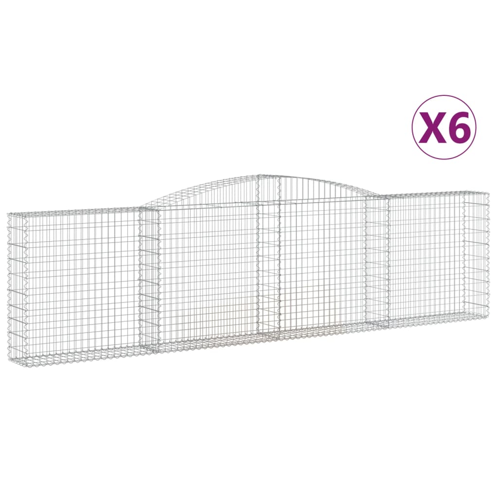 Arched Gabion Baskets 6 pcs 157.5"x11.8"x39.4"/47.2" Galvanized Iron