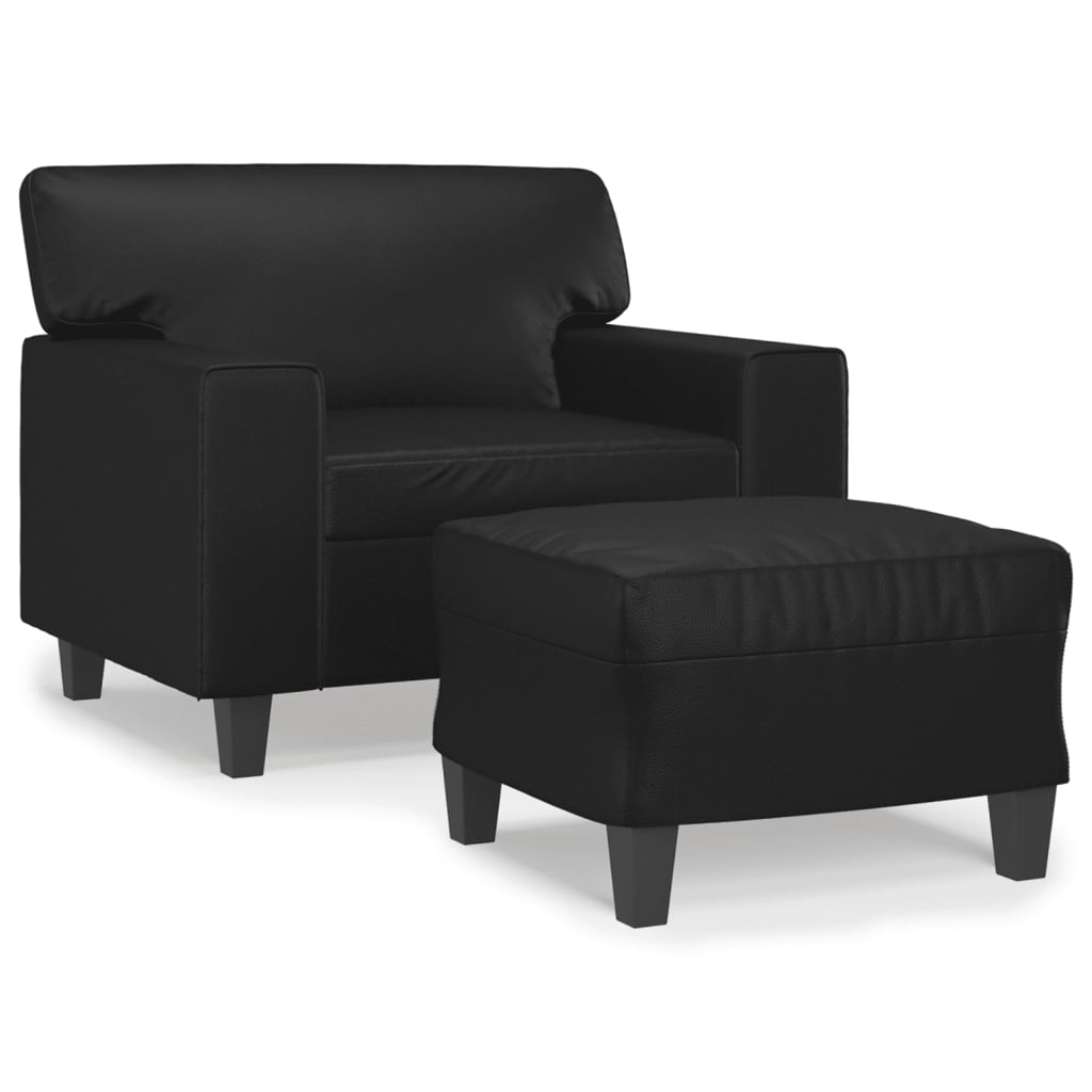 Sofa Chair with Footstool Black 23.6" Faux Leather