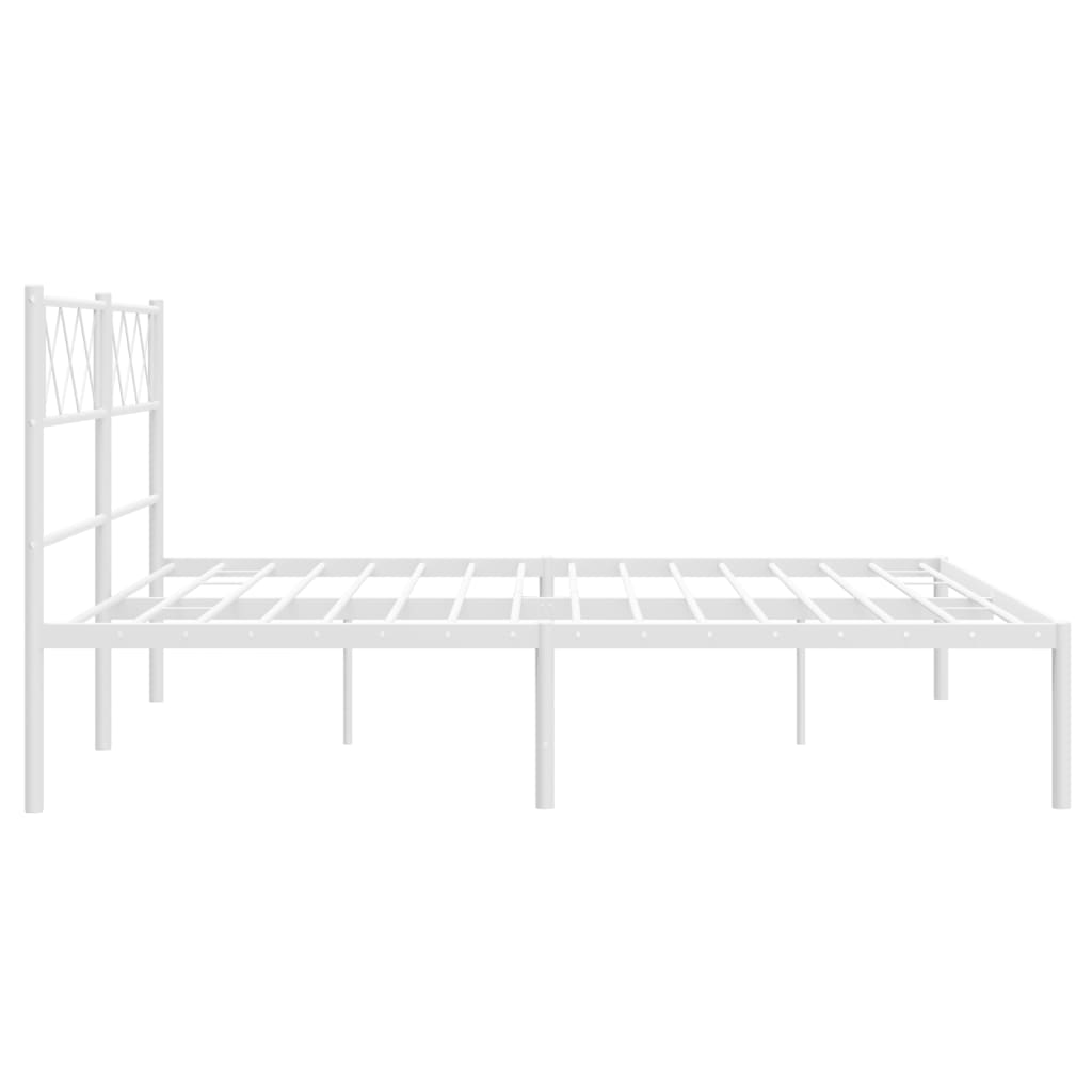 Metal Bed Frame without Mattress with Headboard White 53.1"x74.8"