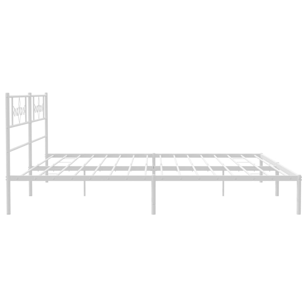 Metal Bed Frame without Mattress with Headboard White 76"x79.9"