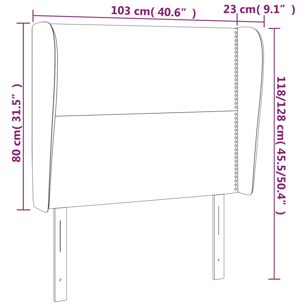 Headboard with Ears Black 40.6"x9.1"x46.5"/50.4" Faux Leather