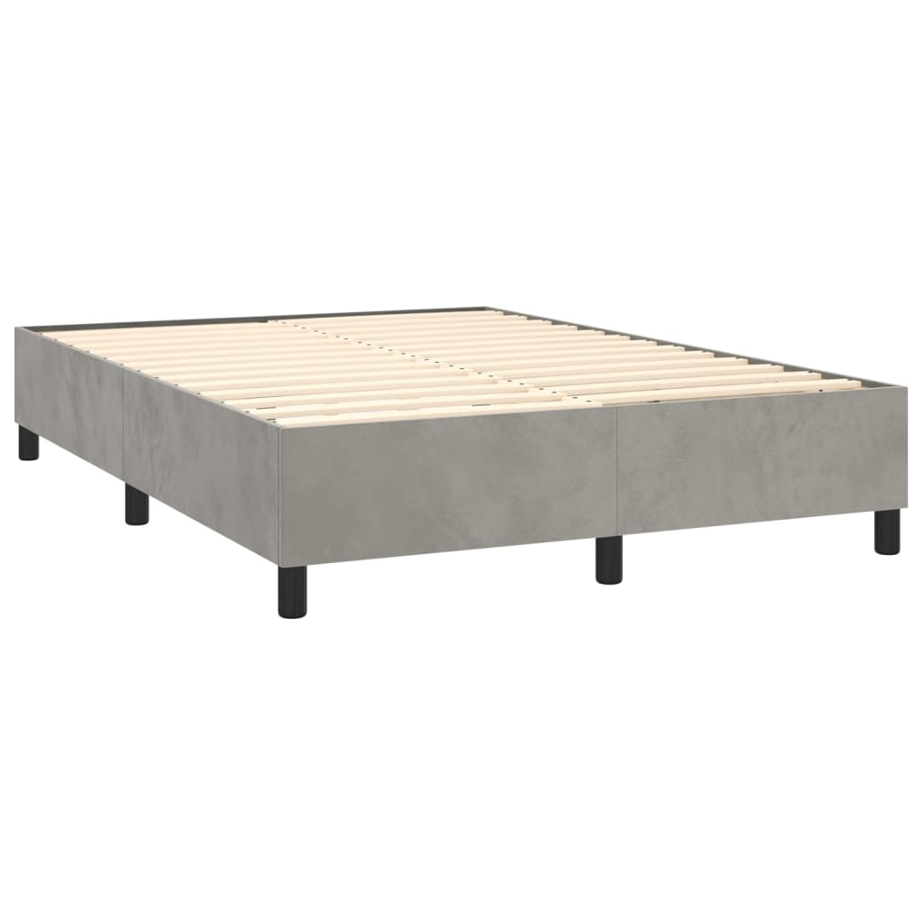 Box Spring Bed with Mattress Light Gray 59.8"x79.9" Queen Velvet