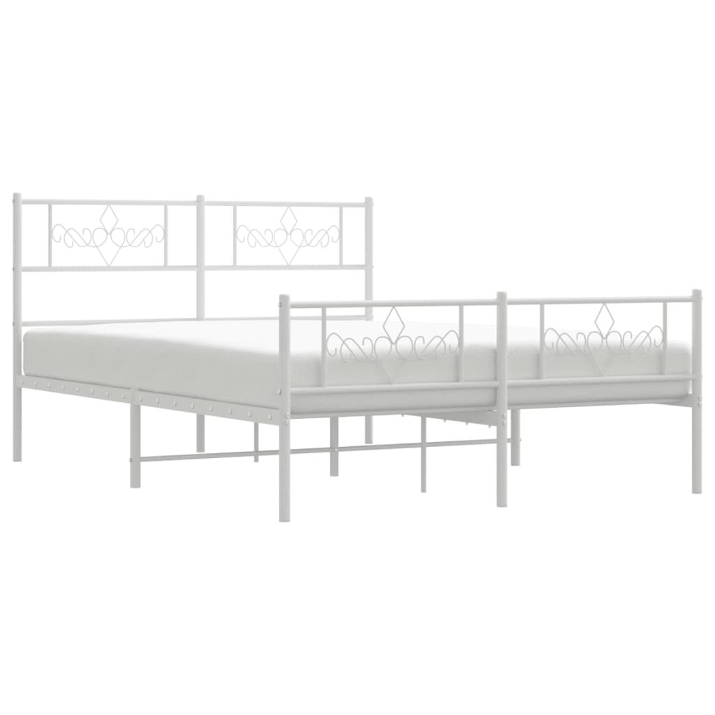 Metal Bed Frame without Mattress with Footboard White 59.1"x78.7"