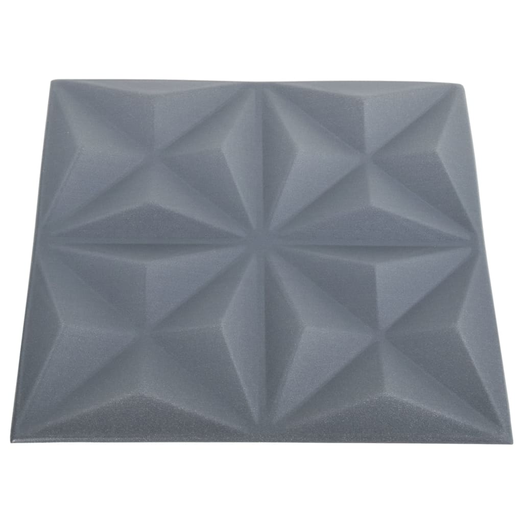 3D Wall Panels 24 pcs 19.7"x19.7" Origami Gray 64.6 ft��