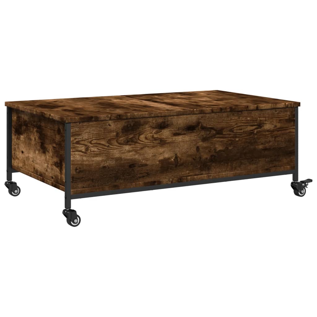 Coffee Table with Wheels Smoked Oak 35.8"x21.7"x13.4" Engineered Wood