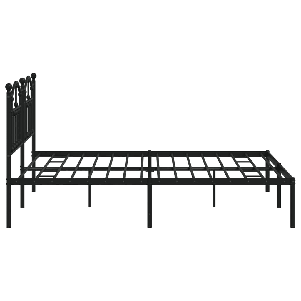 Metal Bed Frame without Mattress with Headboard Black 72"x83.9"