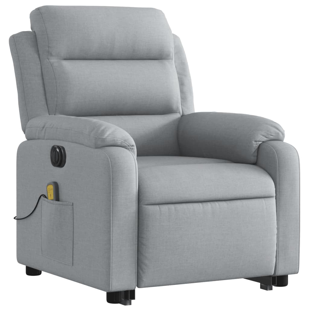 Electric Stand up Massage Recliner Chair Light Gray Fabric