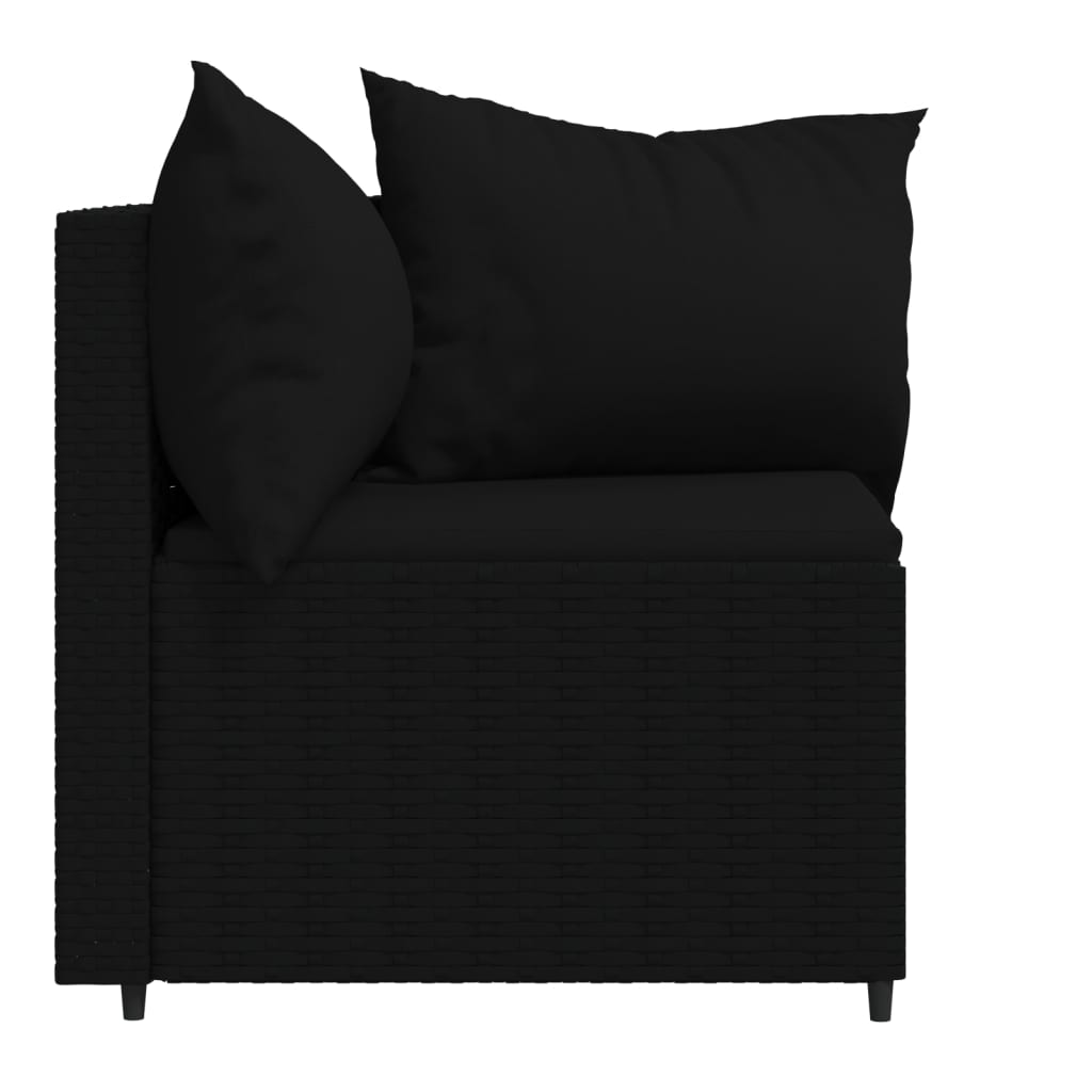 Patio Corner Sofas with Cushions 2 pcs Black Poly Rattan