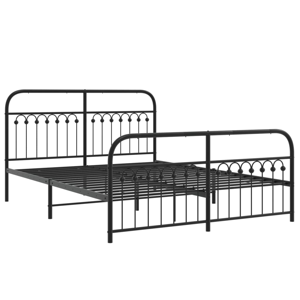 Metal Bed Frame without Mattress with Footboard Black 59.1"x78.7"