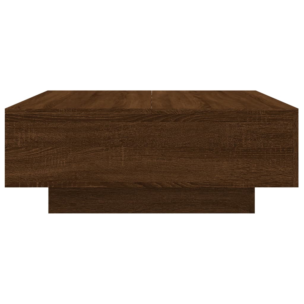 Coffee Table with LED Lights Brown Oak 31.5"x31.5"x12.2"