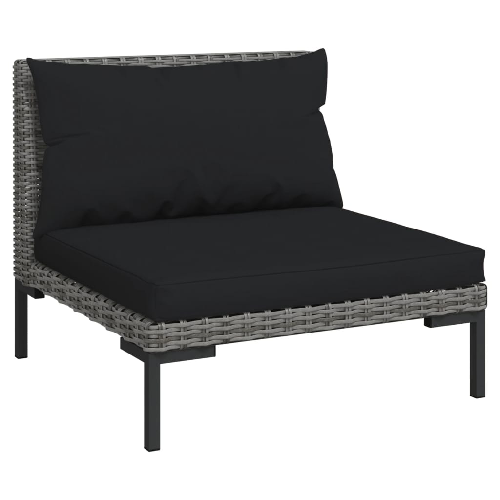 6 Piece Patio Lounge Set with Cushions Poly Rattan Dark Gray