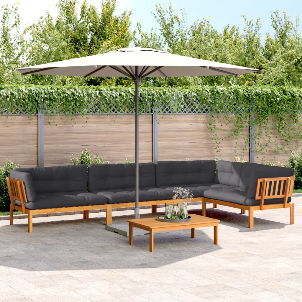 5 Piece Patio Pallet Sofa Set with Cushions Solid Wood Acacia