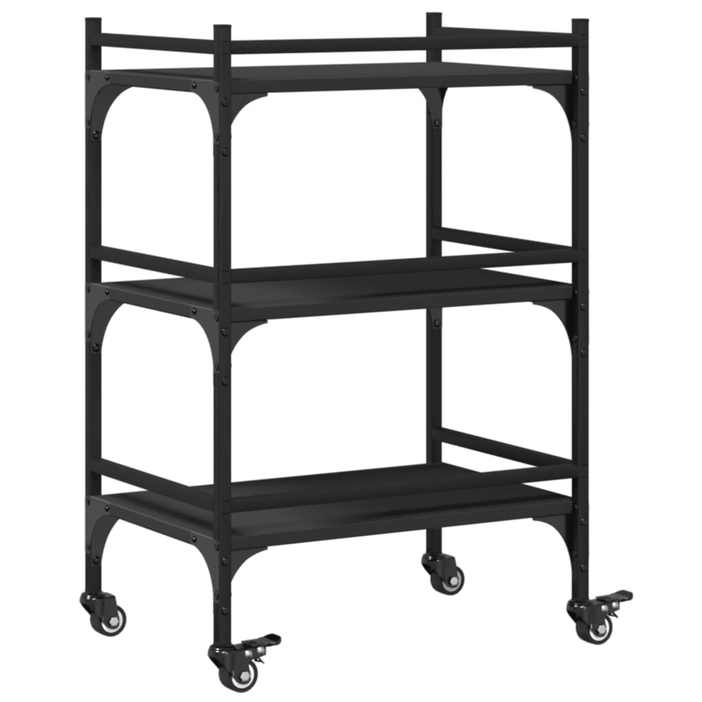 Kitchen Trolley Black 19.7"x13.8"x29.7" Engineered Wood