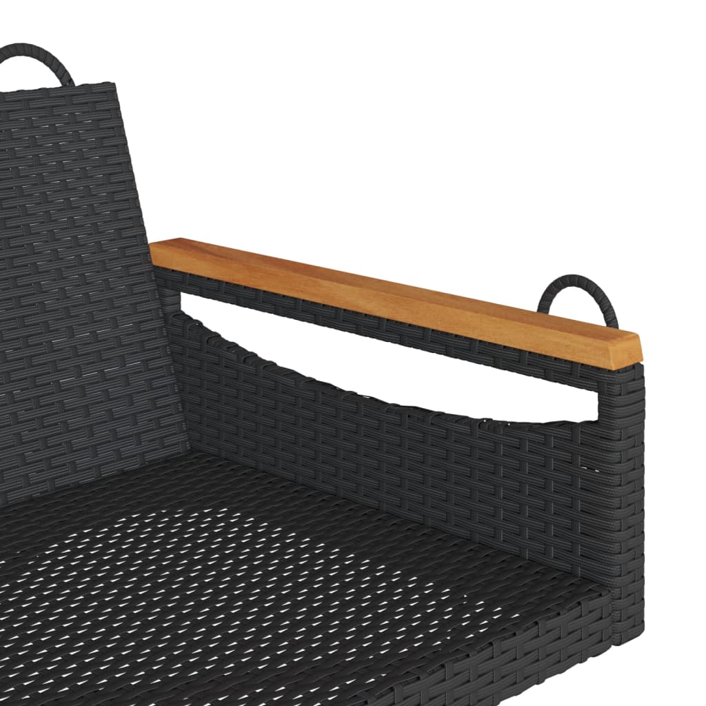 Swing Bench Black 42.9"x24.4"x15.7" Poly Rattan