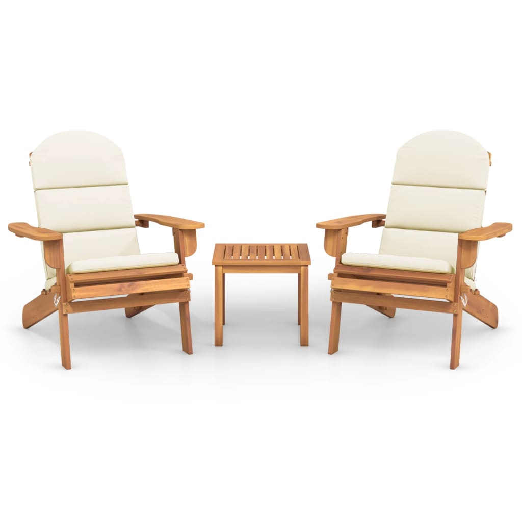 3 Piece Adirondack Patio Lounge Set Solid Wood Acacia