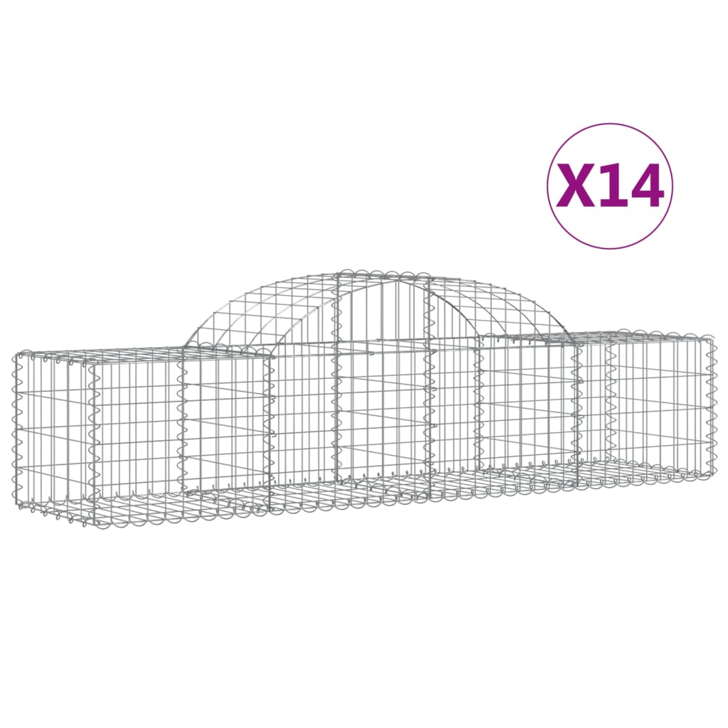 Arched Gabion Baskets 14 pcs 78.7"x19.7"x15.7"/23.6" Galvanized Iron