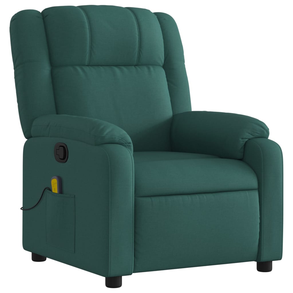 Massage Recliner Chair Dark Green Fabric