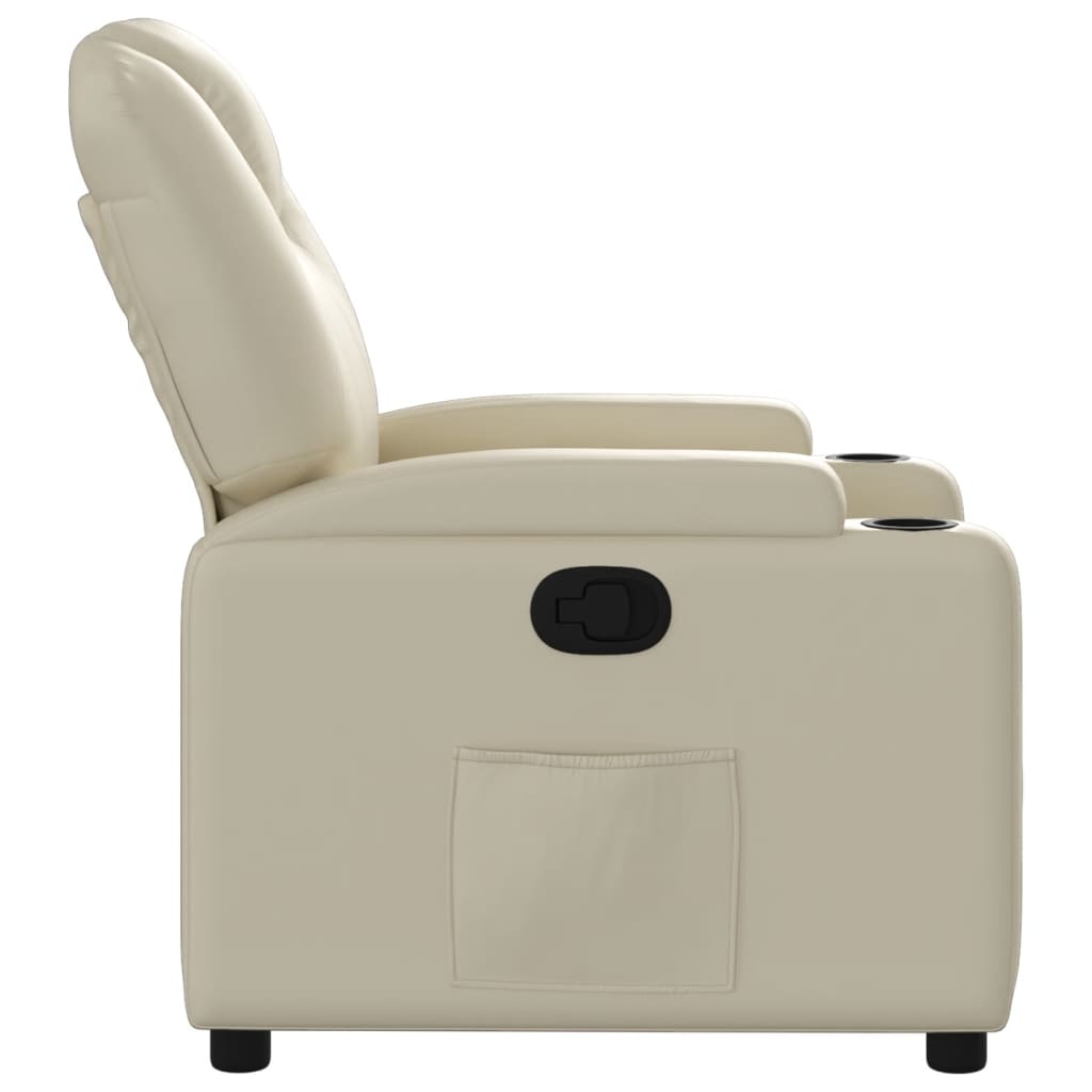 Recliner Chair Cream Faux Leather