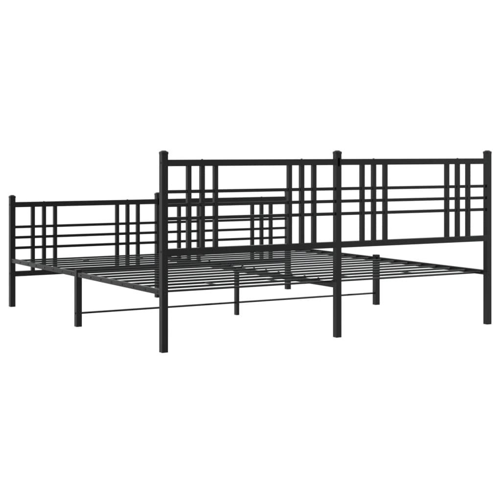 Metal Bed Frame without Mattress with Footboard Black 76"x79.9"