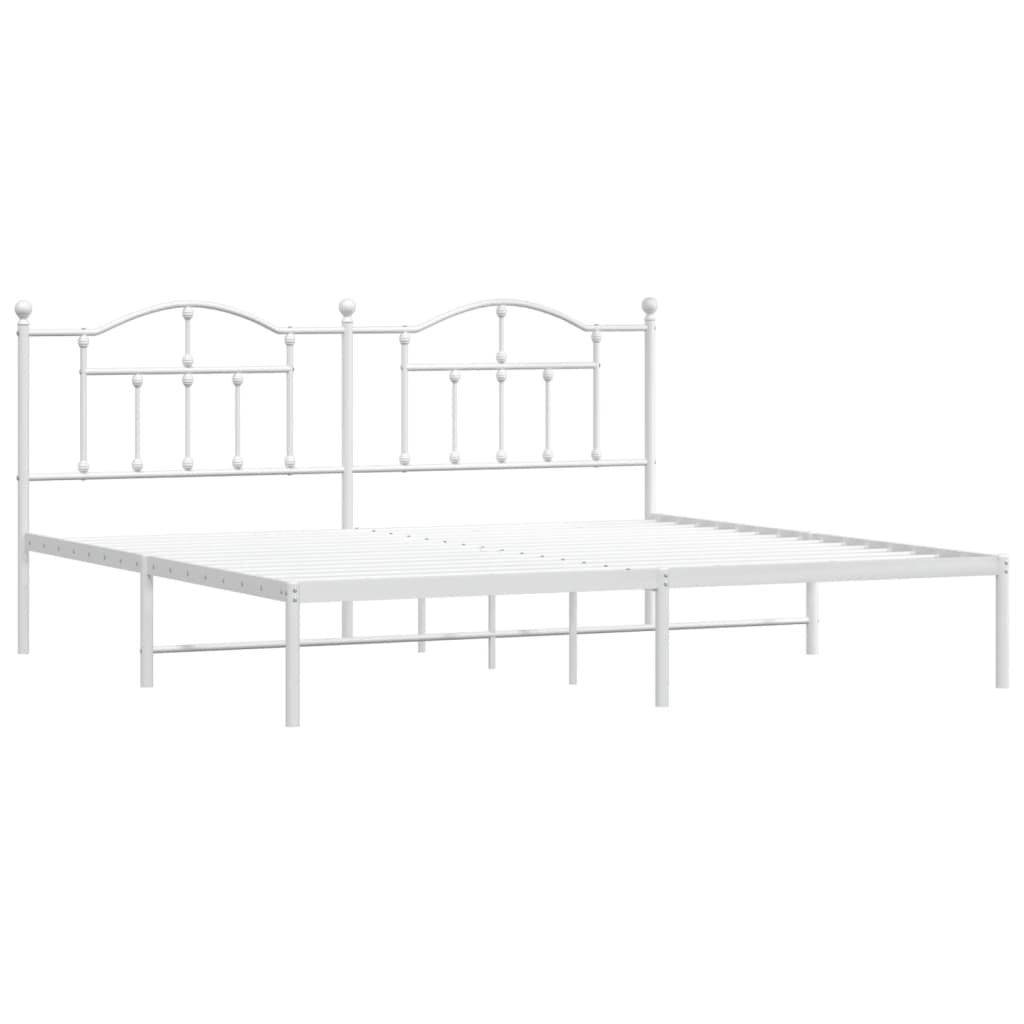 Metal Bed Frame without Mattress with Headboard White 76"x79.9"