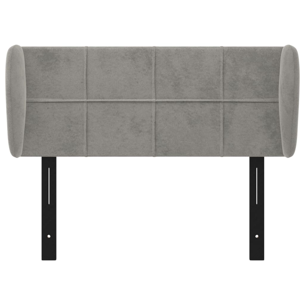 Headboard with Ears Light Gray 40.6"x9.1"x30.7"/34.6" Velvet