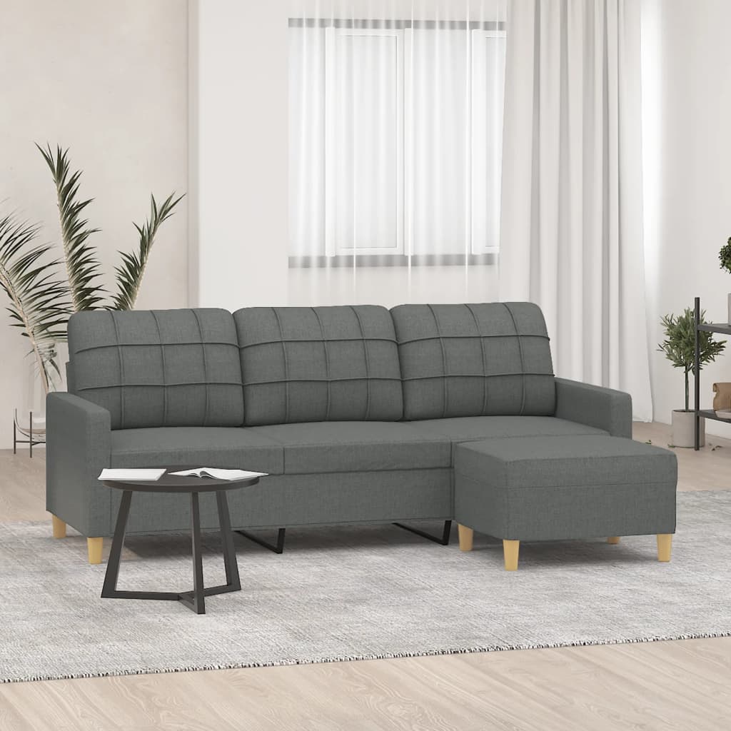 3-Seater Sofa with Footstool Light Gray 70.9" Fabric