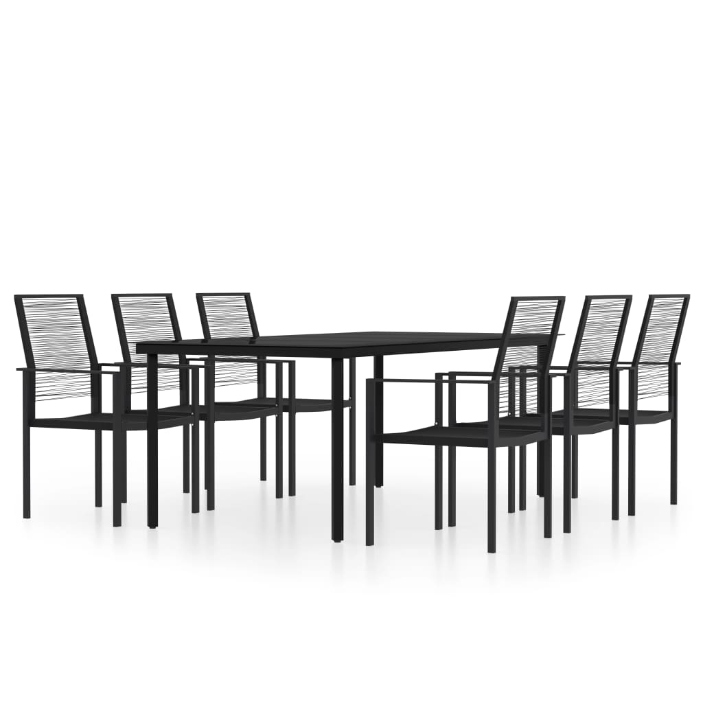 7 Piece Patio Dining Set Black