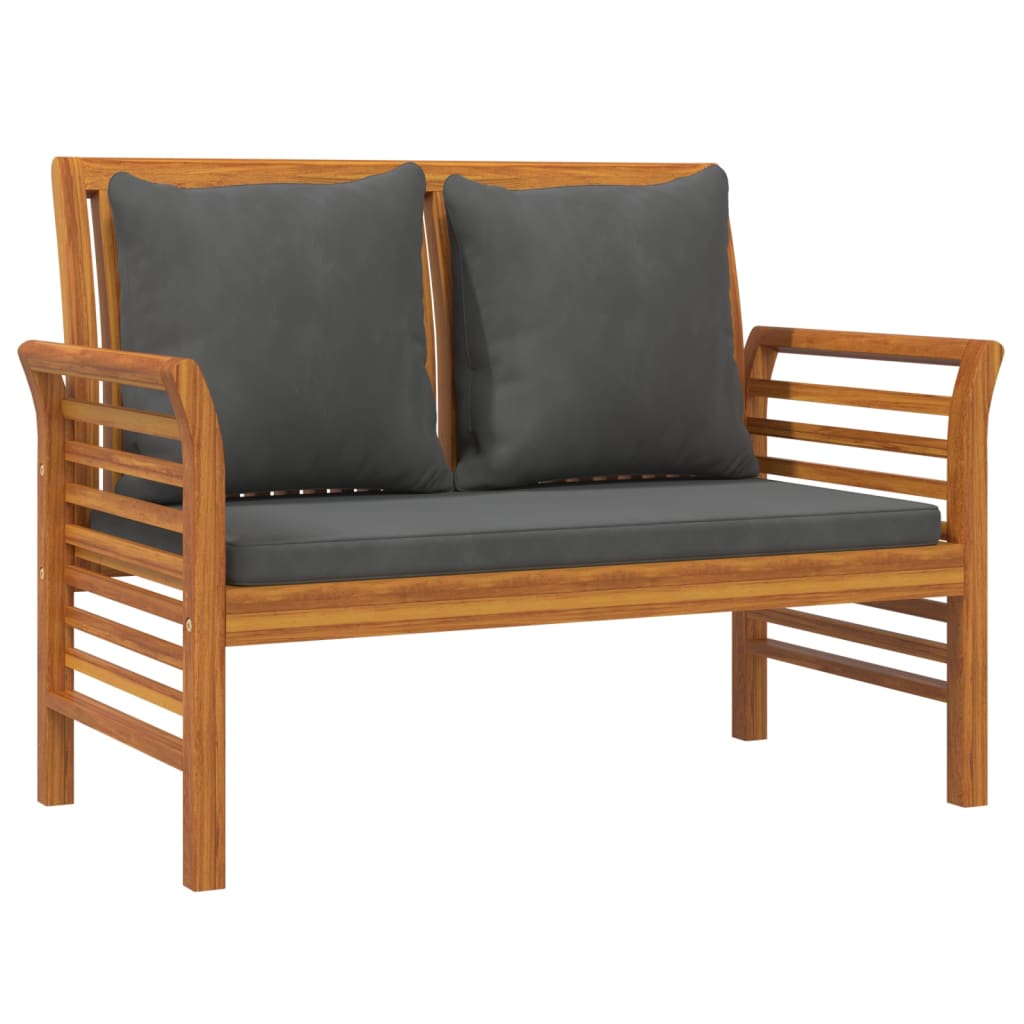 2 Piece Patio Lounge Set with Dark Gray Cushions Solid Wood