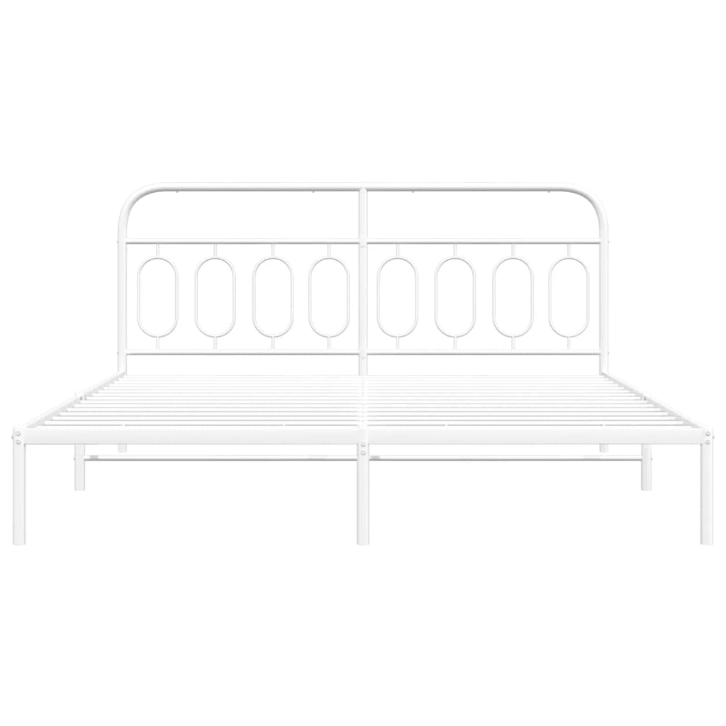 Metal Bed Frame without Mattress with Headboard White 76"x79.9"