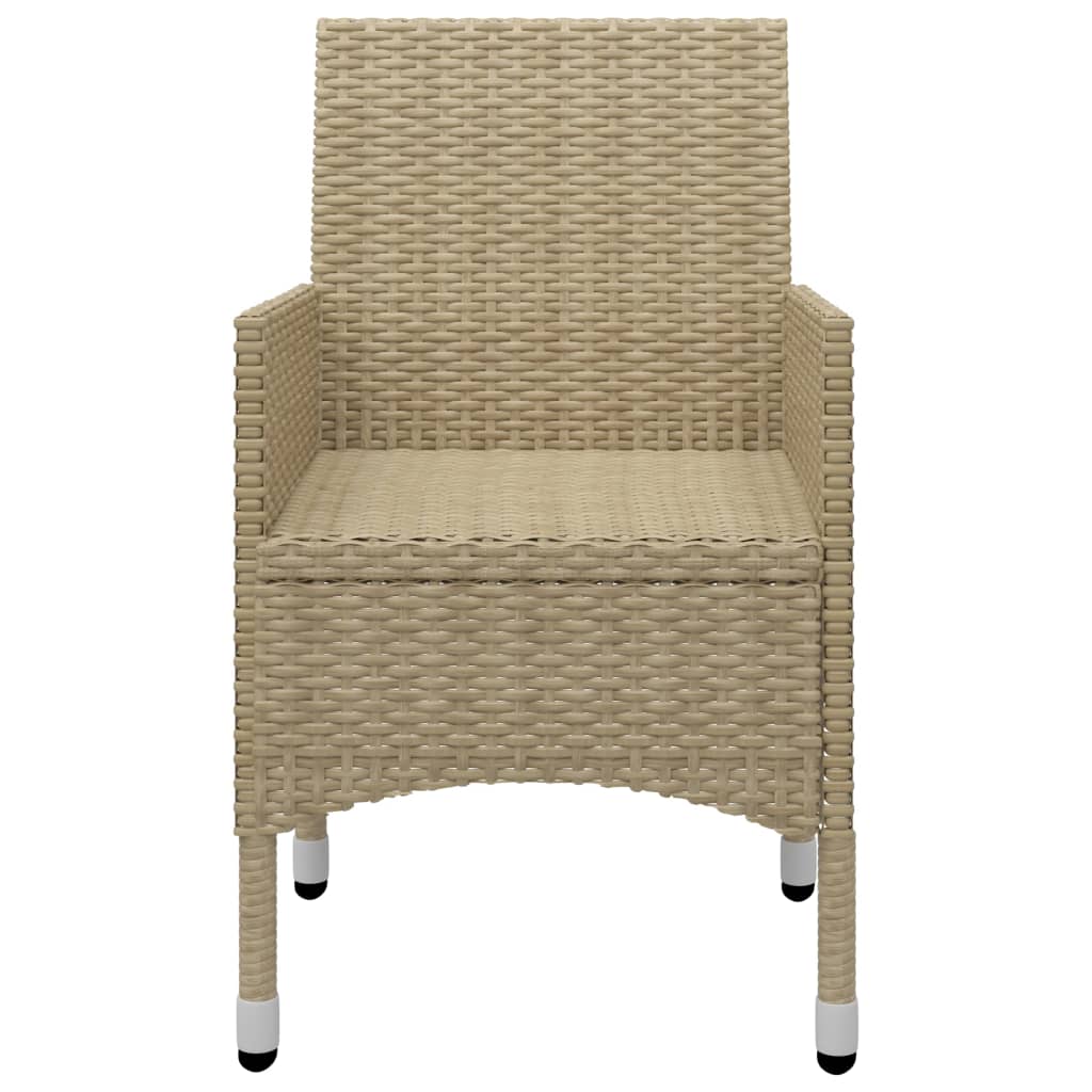 3 Piece Bistro Set Poly Rattan and Tempered Glass Beige