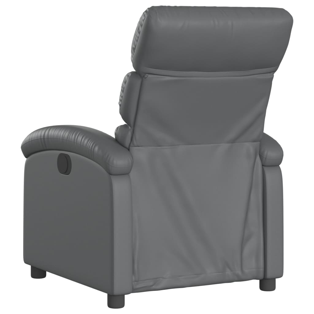 Electric Recliner Chair Gray Faux Leather