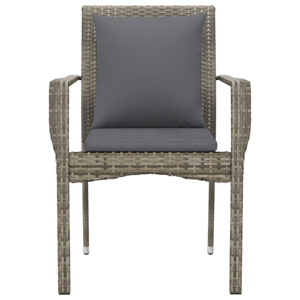 Patio Chairs with Cushions 4 pcs Poly Rattan Gray