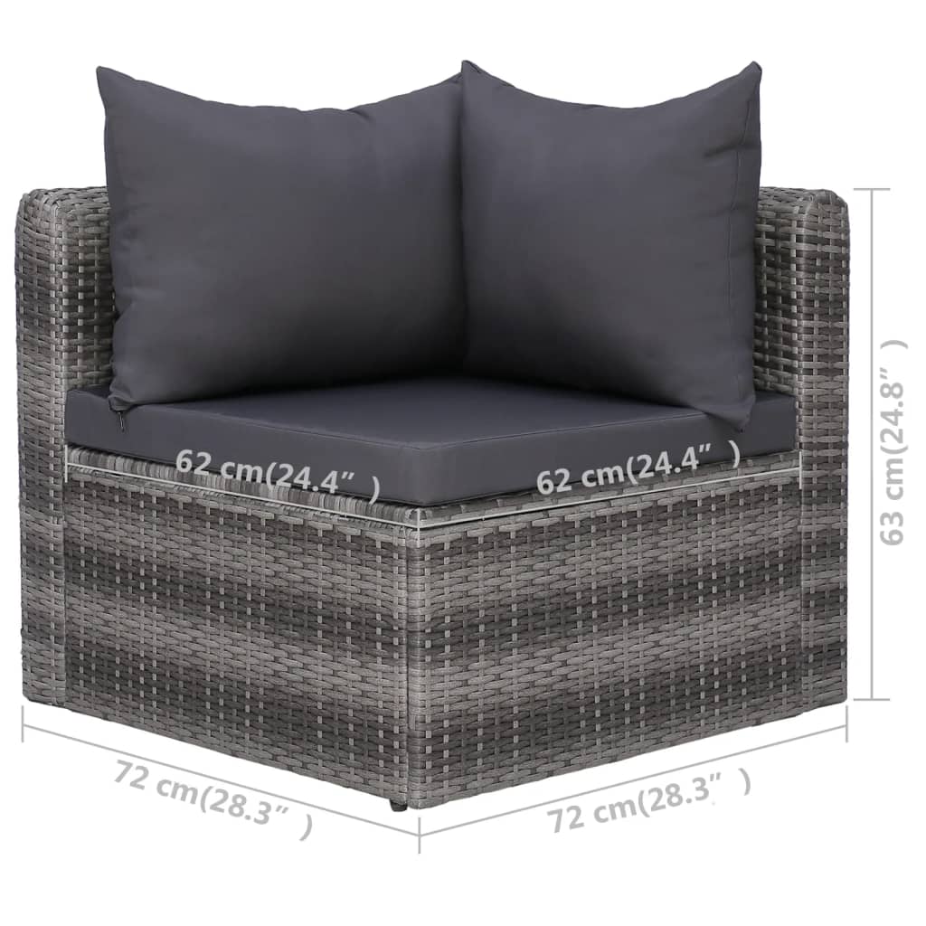 6 Piece Patio Sofa Set with Cushions & Pillows Poly Rattan Gray