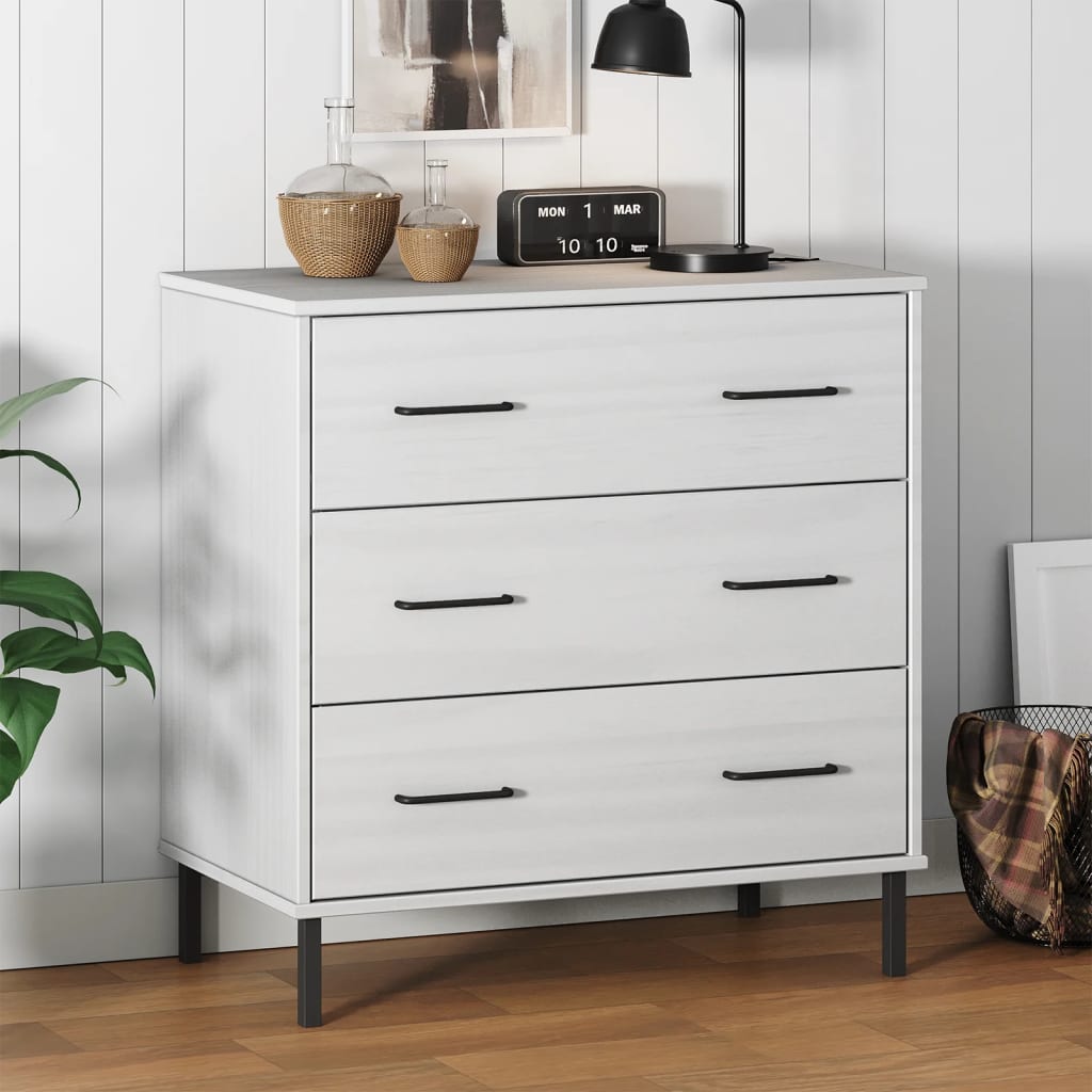 Sideboard with 3 Drawers Gray 30.3"x15.7"x31.3" Solid Wood OSLO