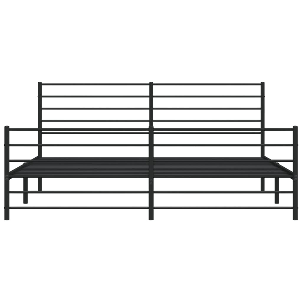 Metal Bed Frame without Mattress with Footboard Black 76"x79.9"