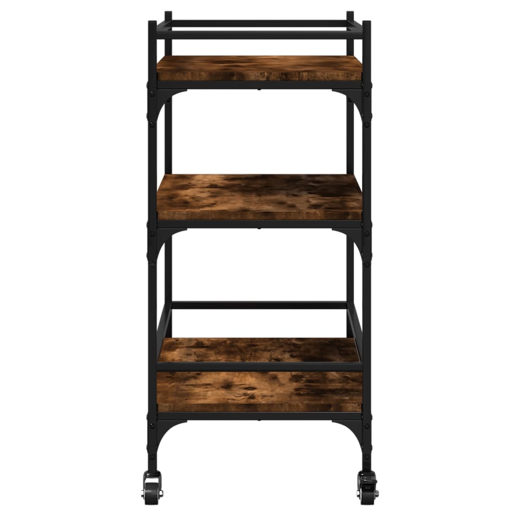 Kitchen Trolley Smoked Oak 25.6"x15.7"x34.1" Engineered Wood