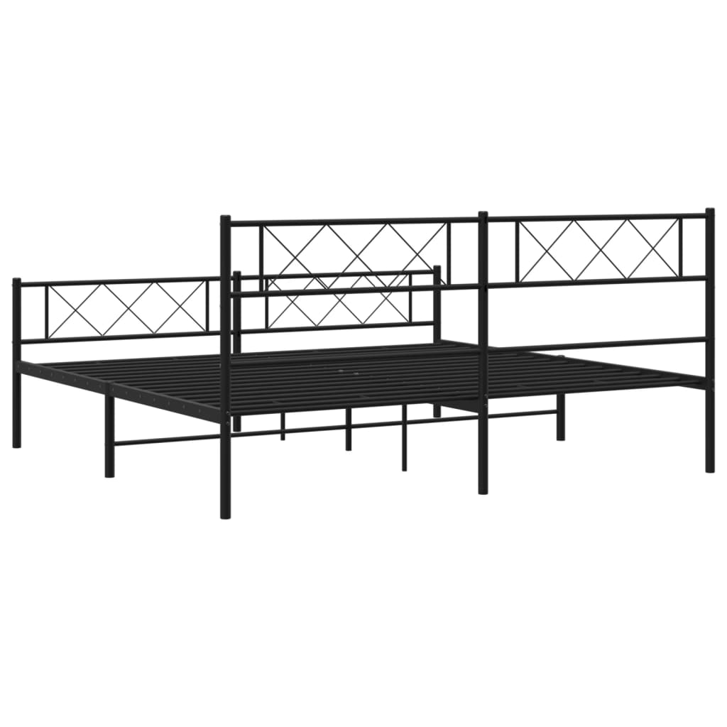 Metal Bed Frame without Mattress with Footboard Black 76"x79.9"