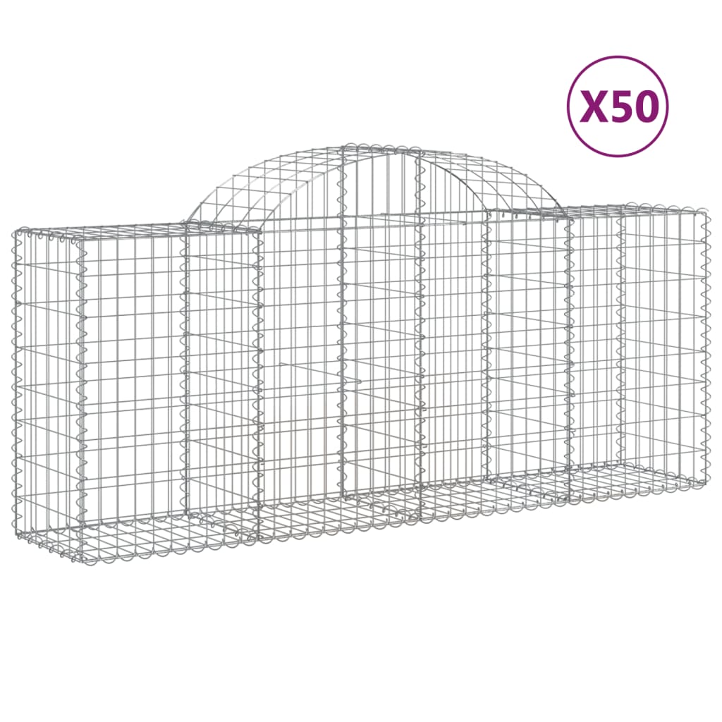 Arched Gabion Baskets 50 pcs 78.7"x19.7"x31.5"/39.4" Galvanised Iron