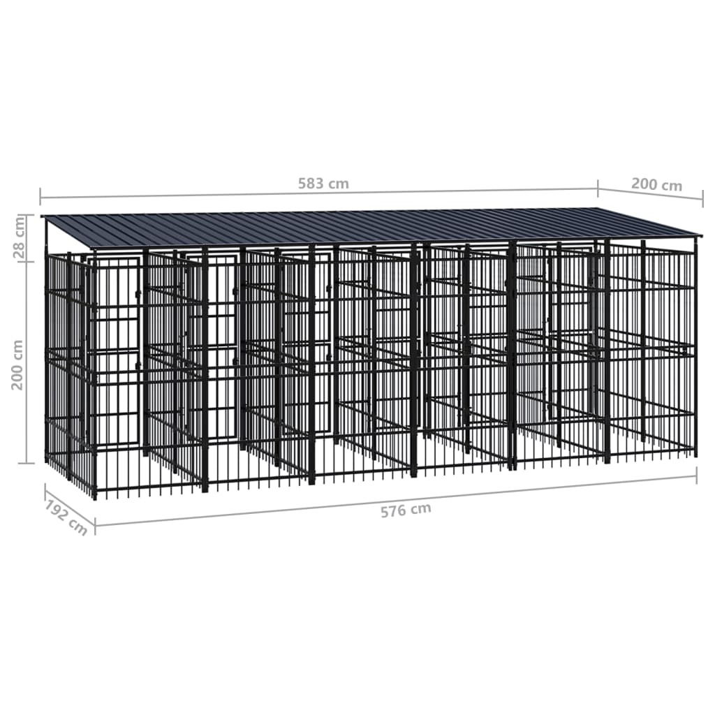 Outdoor Dog Kennel with Roof Steel 119 ft��