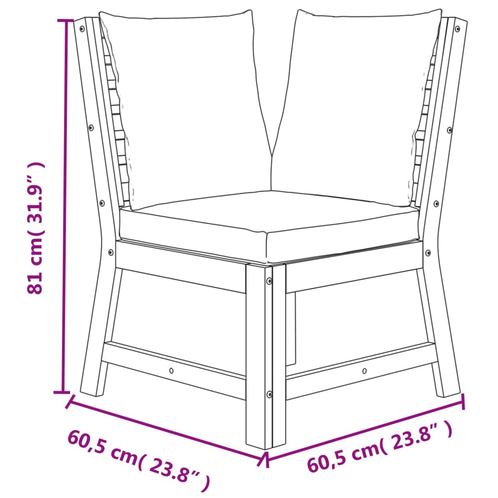 4 Piece Patio Dining Set with Cushions Solid Wood Acacia