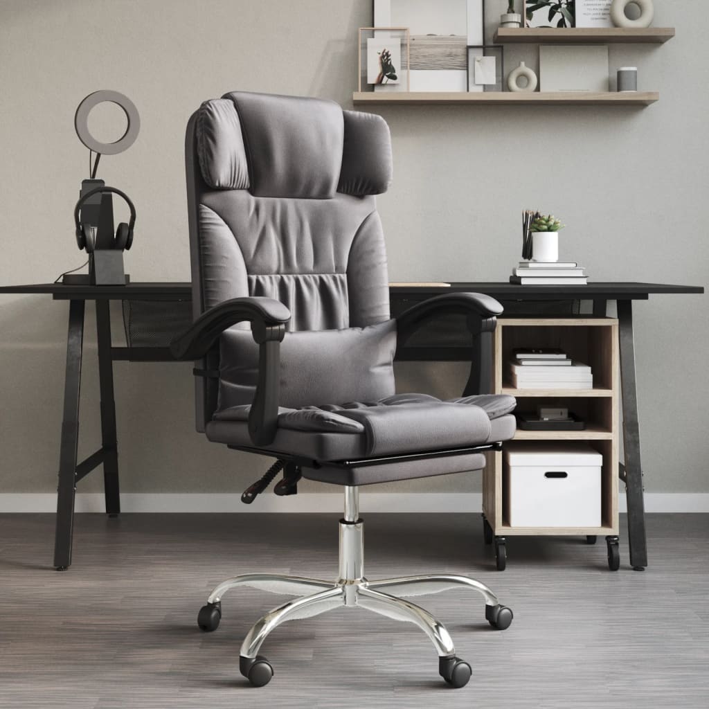 Massage Reclining Office Chair Black Faux Leather