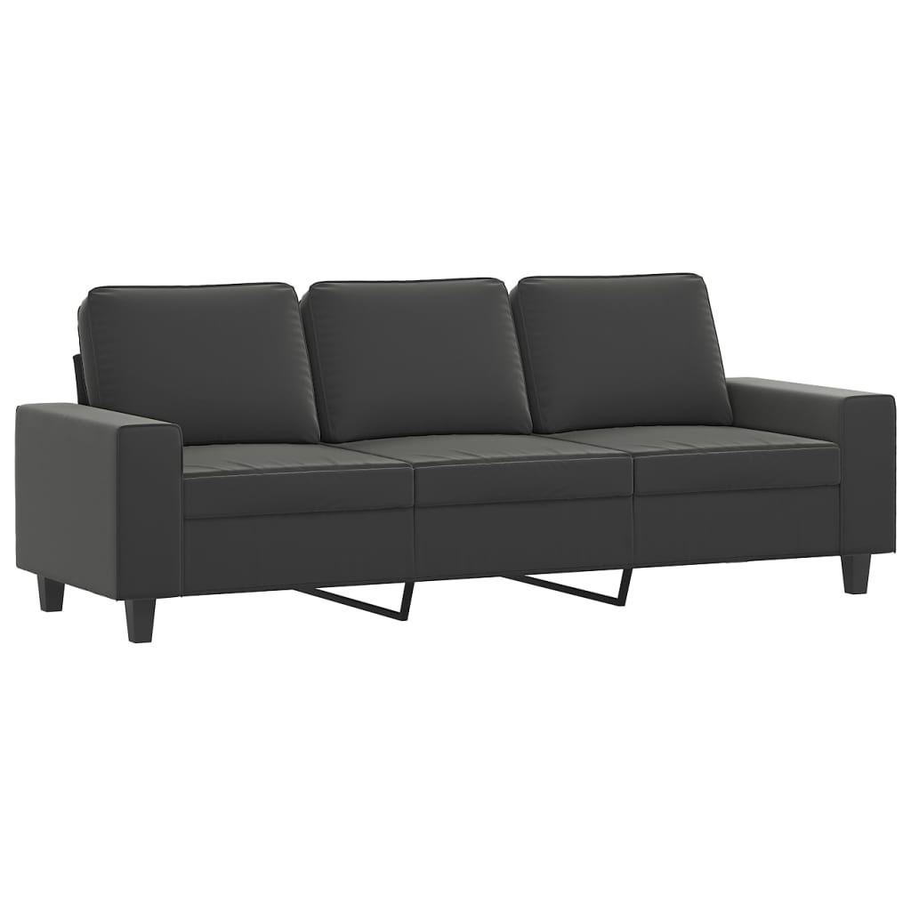 3-Seater Sofa with Footstool Dark Gray 70.9" Microfiber Fabric