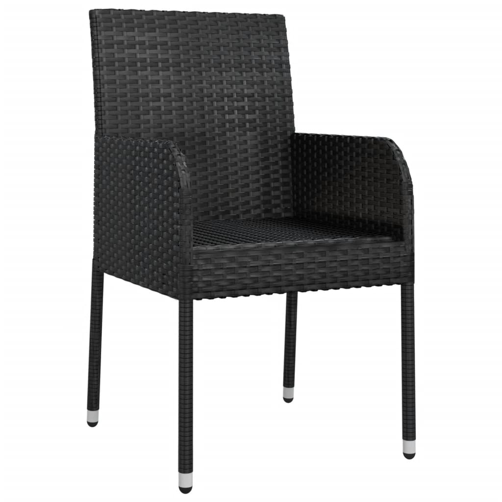 Patio Chairs with Cushions 2 pcs Poly Rattan Black