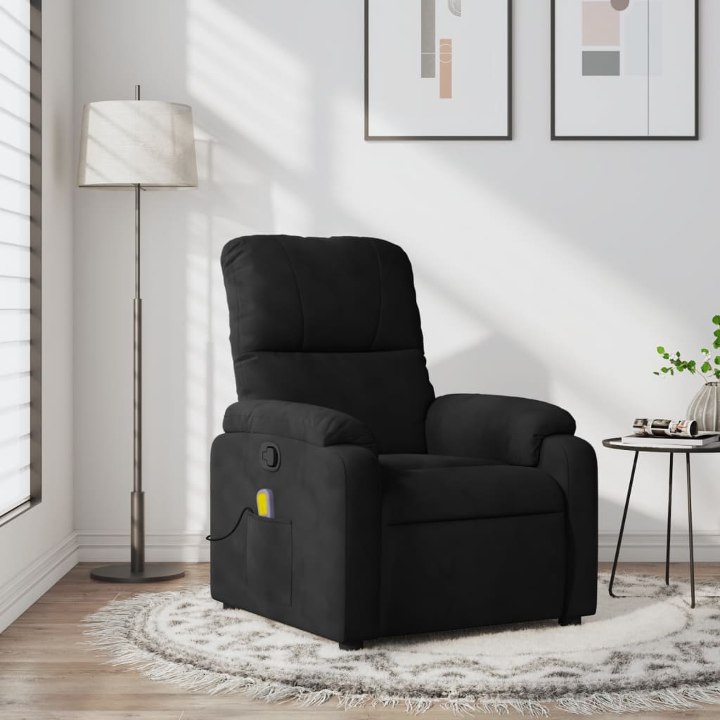 Massage Recliner Chair Black Microfiber Fabric