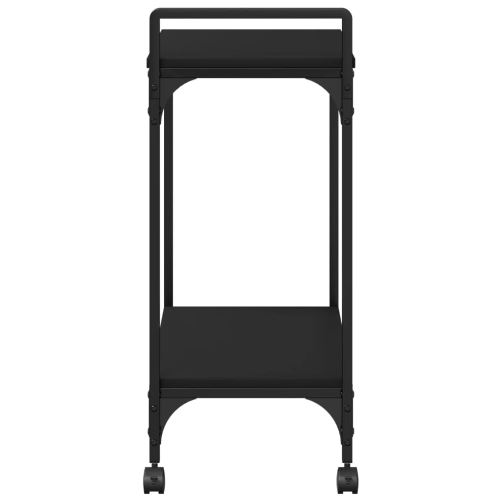 Kitchen Trolley Black 23.8"x12.2"x28.5" Engineered Wood