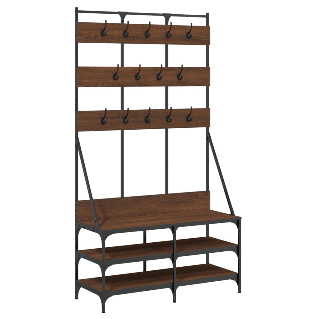 Clothes Rack with Shoe Storage Brown Oak 39.4"x15.7"x72.4"